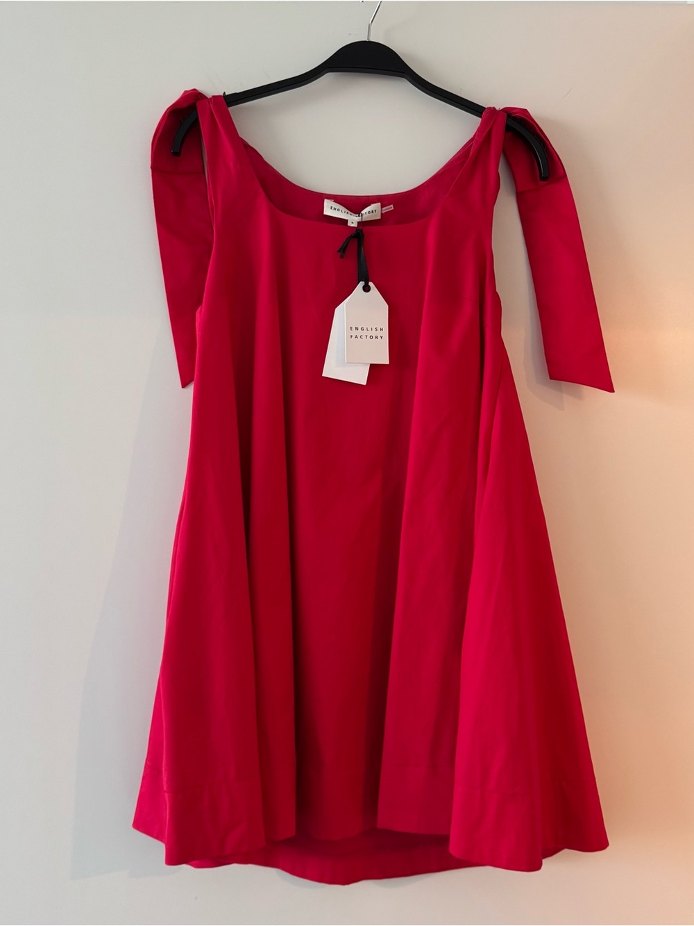 English Factory Red Tie-Shoulder Dress
